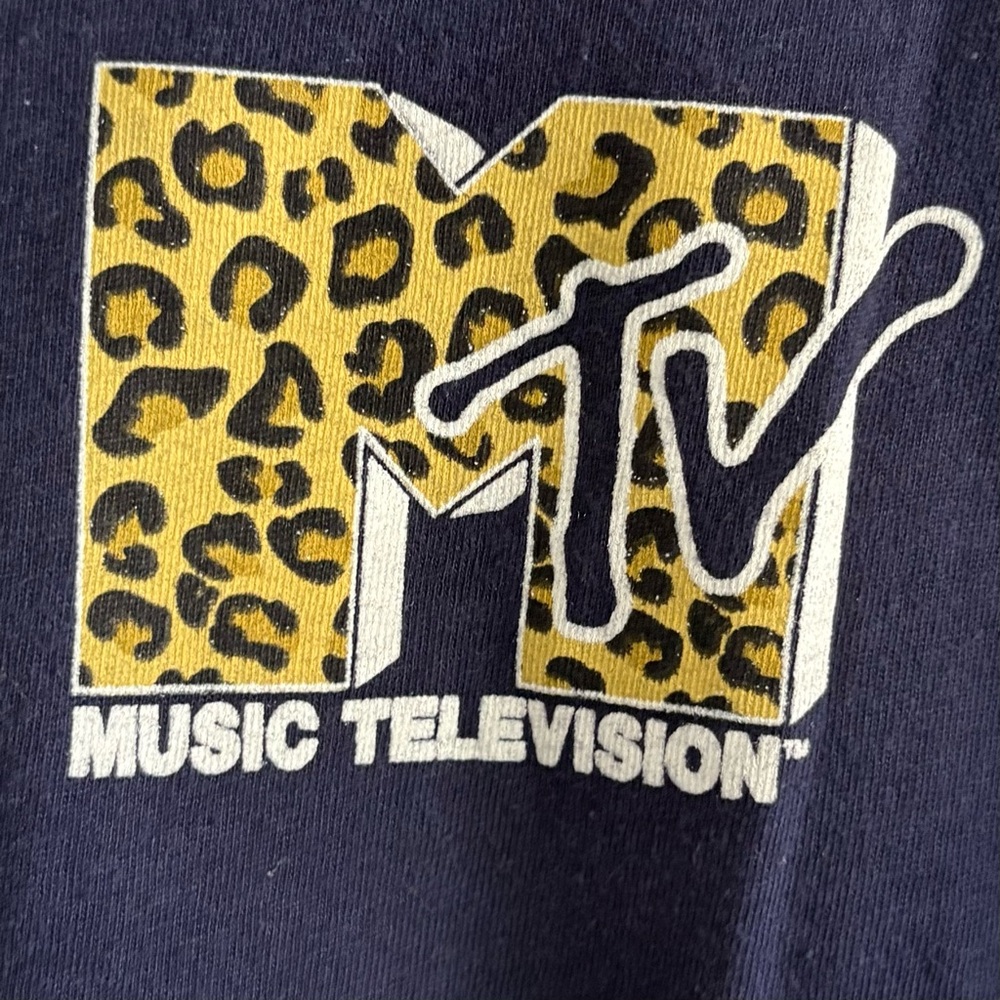 MTV Leopard Print Crop Top - Navy Blue and Gold (XL)